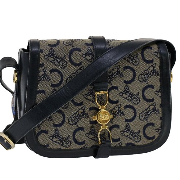 CELINE C Macadam Canvas Shoulder Bag Navy Auth ar10062 - Picture 1 of 16